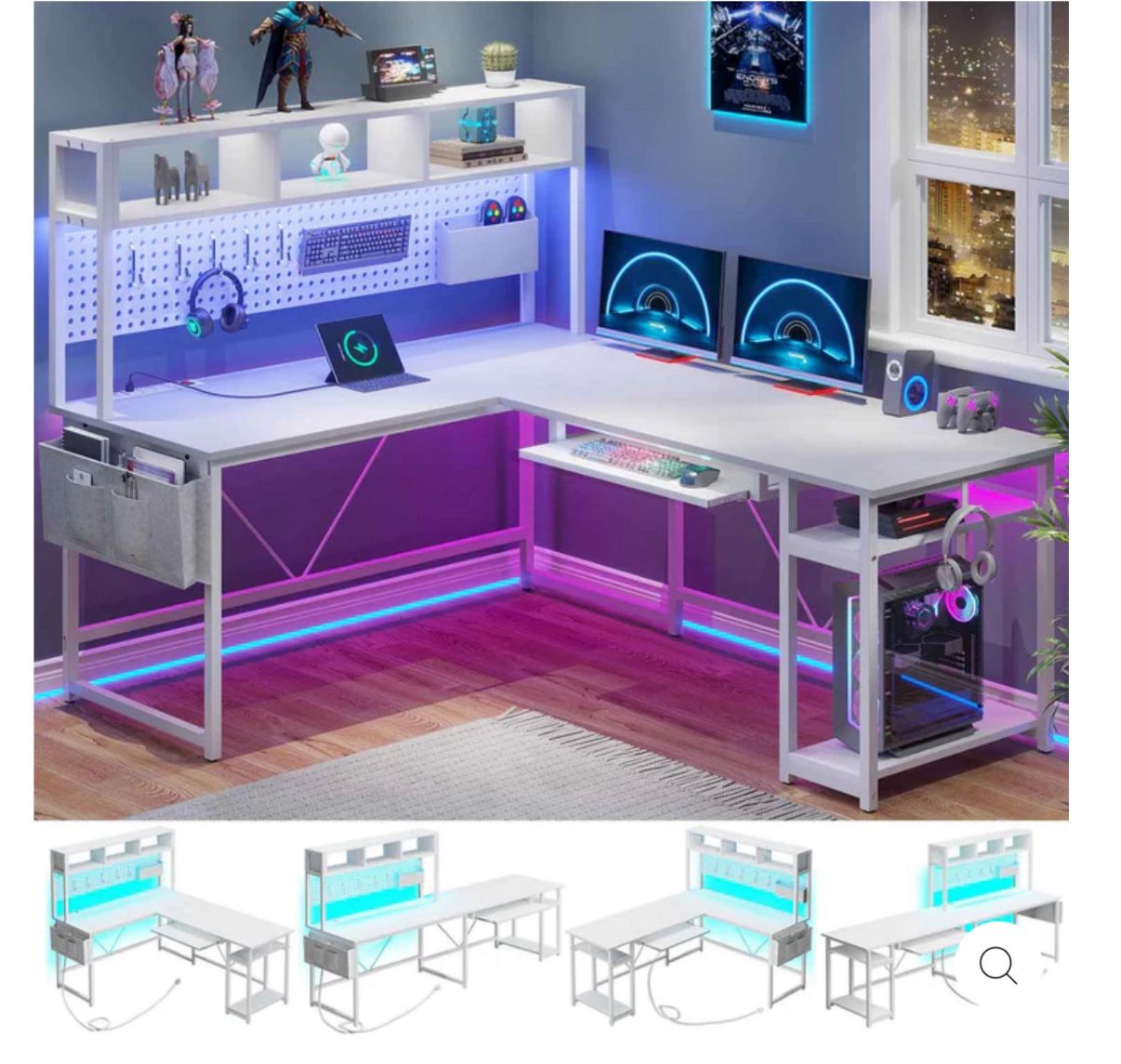 L-Shaped LED Desk