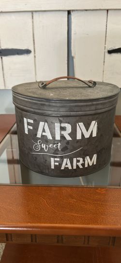Farm Sweet Farm Galvanized Metal Tin with Lid
