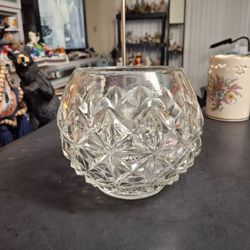 Diamond Cut Crystal Vase Fish Bowl Shaped Weighs 3LBS 11OZ 6"H X 7"W