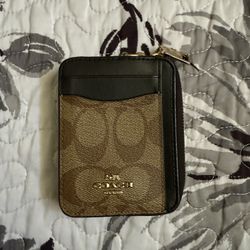 Zip Card Case In Signature Blocked Canvas