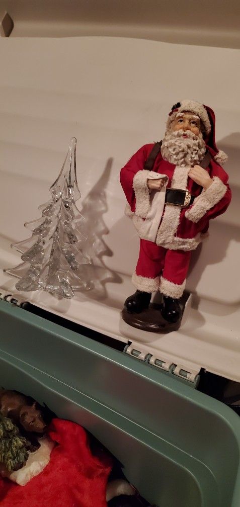 Ceramic Santa And Glass Tree