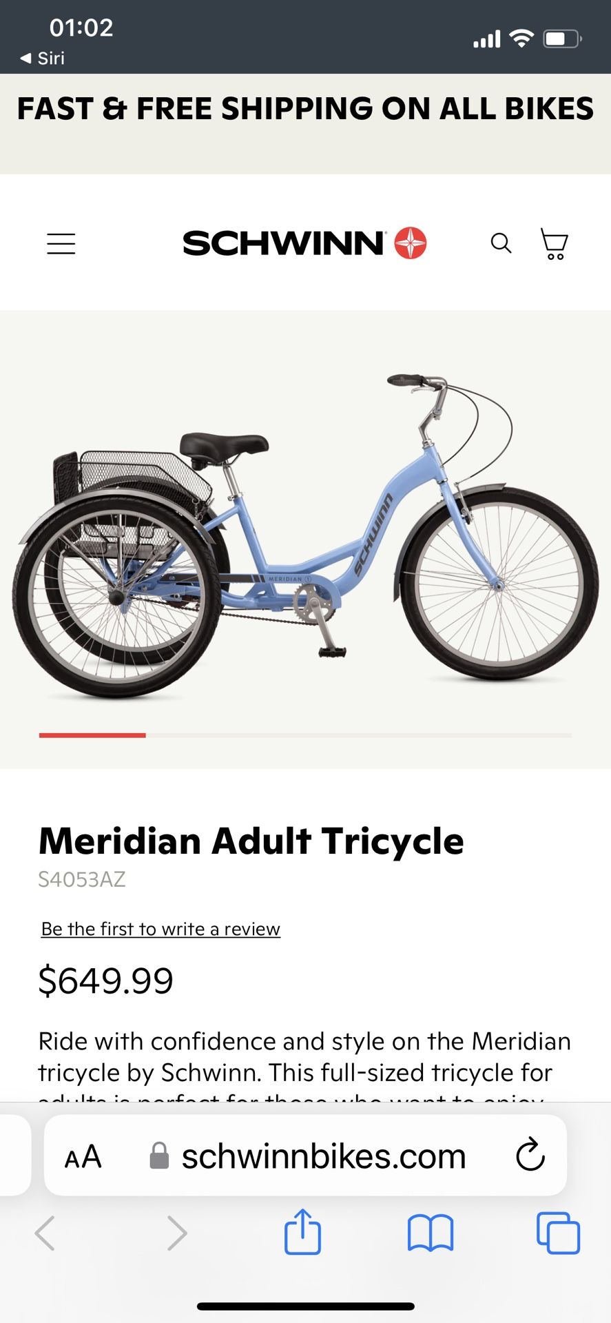 Schwinn Adult tricycle 