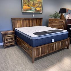 Java Solid Wood Bed Frame w/ Storage Drawers- New Traditions 