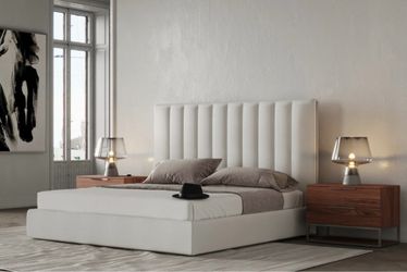 Modern Upholstered Bed Frame with Tall Headboard