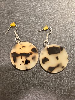 Tortoise Shell Round Drop Earrings