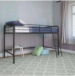 Twin Metal Loft Bed, Black.