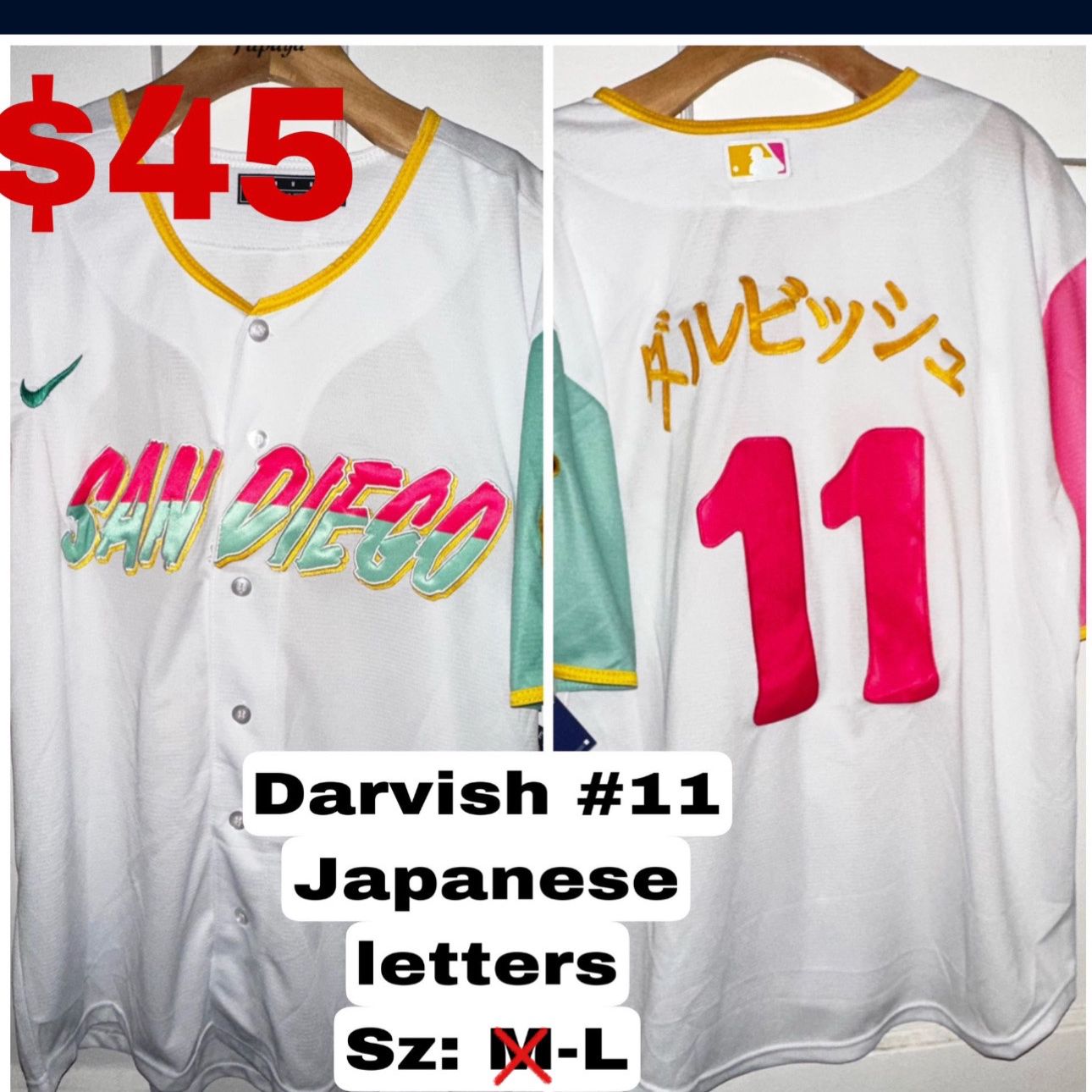 San Diego Padres Jersey Darvish-city Connect Sz:M-L Japanese Letters for  Sale in Chula Vista, CA - OfferUp