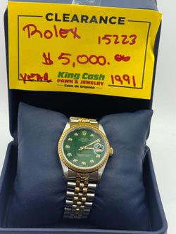 Rolex Gentleman’s Wristwatch (15223) 2 tone Steel and Gold Oyster Perpetual with a Green Face 1991