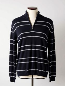 Arrow Men's 100% Cotton Striped Quarter Zip Sweater Size L