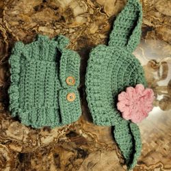Baby Yoda Newborn Photo Prop Outfit With Flower For Girls And Without Flower For Boys Made To Order