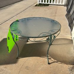 green glass table