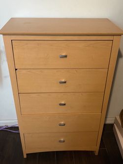 5-Drawer Tall Dresser Light Wood