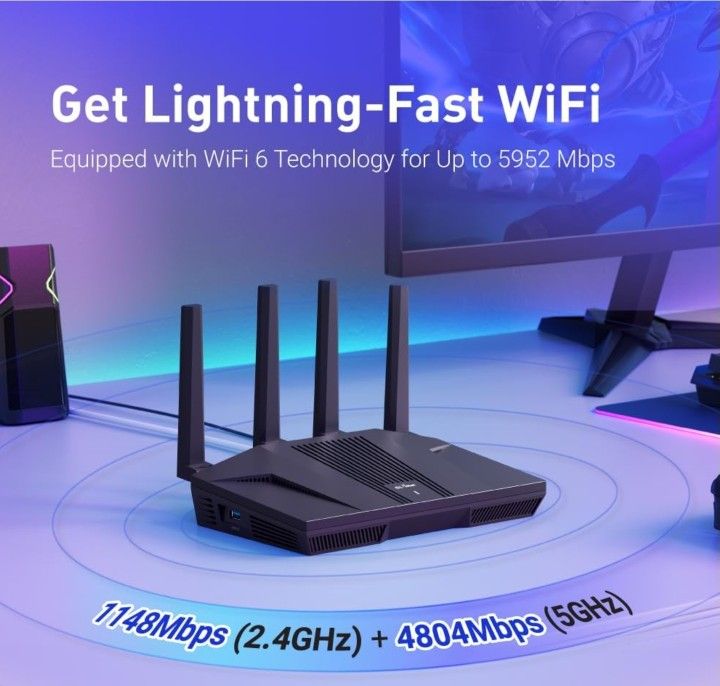 GL.iNet GL-MT6000 (Flint 2) WiFi 6 High Speed Gaming Routers