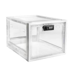 Clear Lockbox with Combination Lock, for Medication Safe Storage Cabinet, Large Lockable Locker for Food,Snacks,Phone Jail,Refrigerator Container
