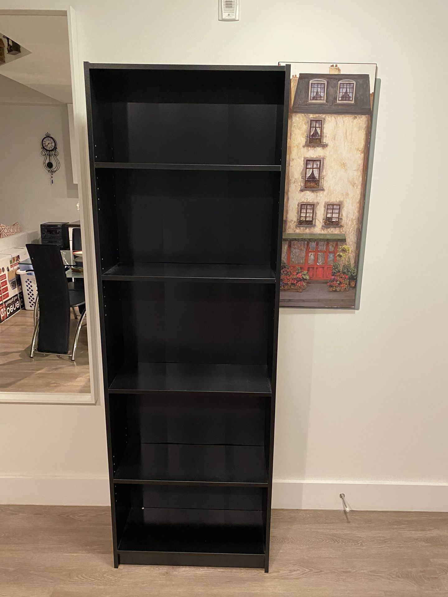 $30 Beautiful 6ft bookcase , black finish , 5 shelf