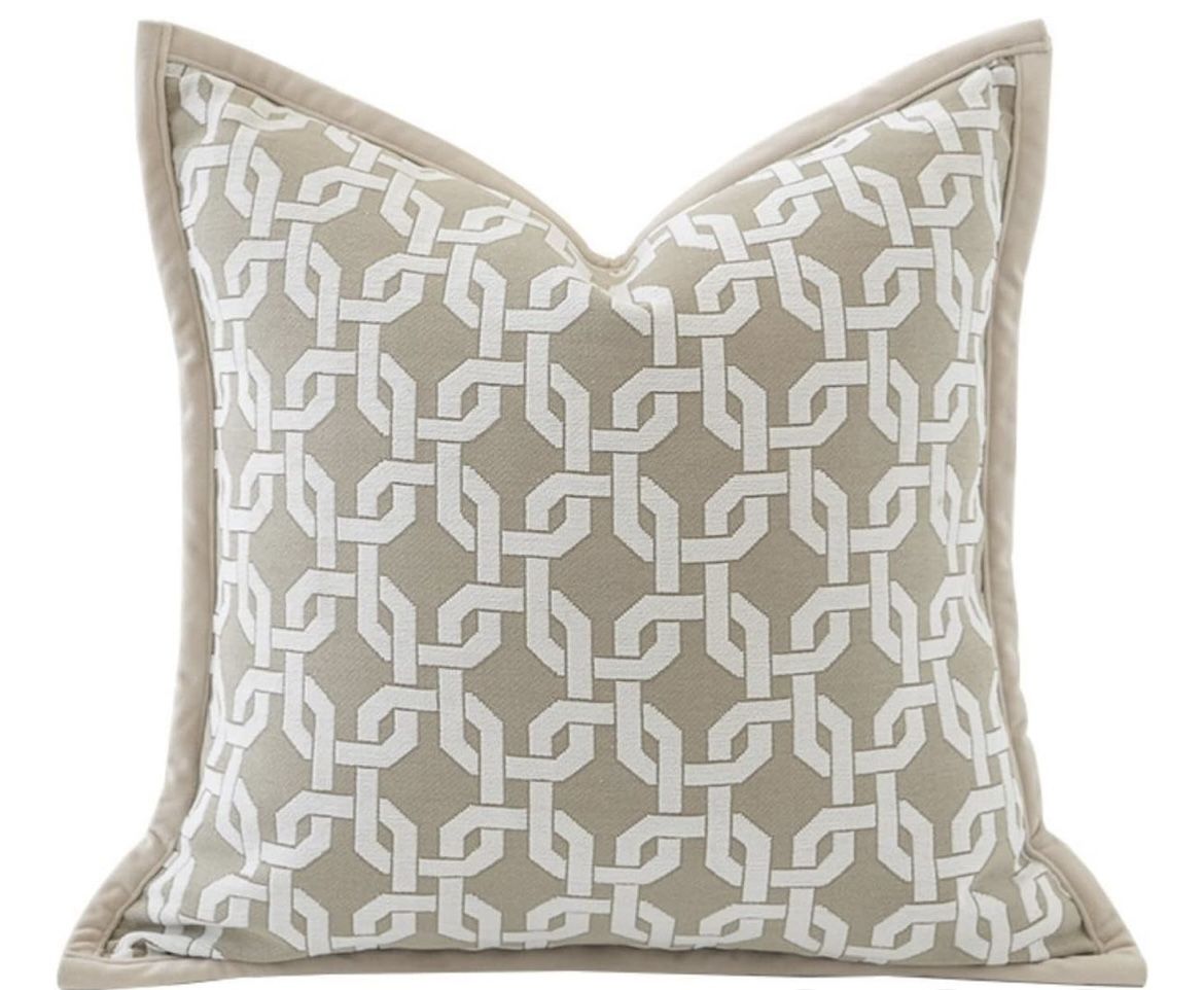 Croker Horse 20x20" Inches Throw Pillow Cushion Cover - Chain Pattern Chenille Jacquard Embroidey Luxury Modern Style Couch Sofa Pillow Covers for Liv