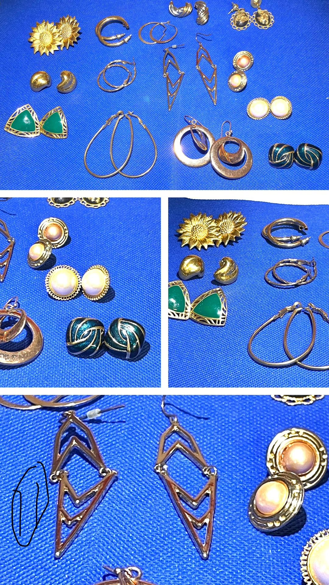 Choice of gold tone vintage earring lots