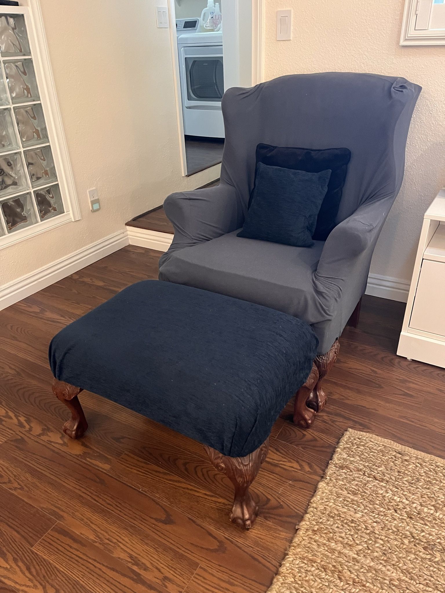 $50  For Two Sets!! Two Wingback Chairs With Footstools 