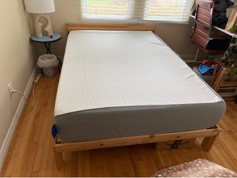 full size nectar mattress + wood ikea bed frame