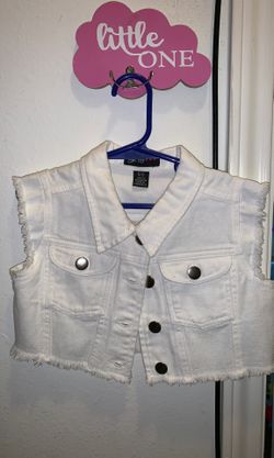 Girls white jean vest