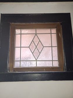 Vintage Leaded Frosted Windows 29 X 26