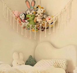 Large Plush Animal Hanging Storage Hammock Net - Plush Animal Corner Hammock Net - Hanging Plush Animal Storage Rack, Nursery Decor