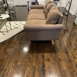 Brown Faux Leather Couch 