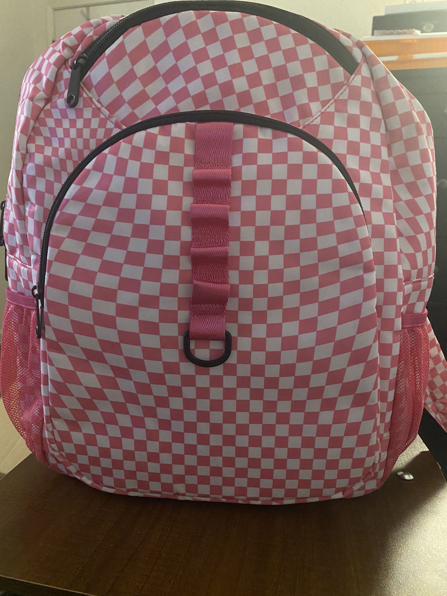 Pink Checkered Backpack 