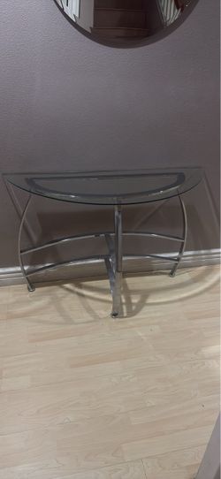 Glass Entryway Table with Metal Legs