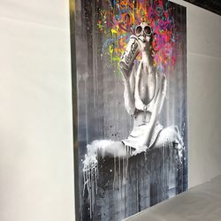 Canvas wall decoration 30”x42”. Brand new we can make it in different sizes, from 4.5”x4.5” to 30”x66”, Wood frame and sprayed with glossy clear coat
