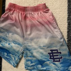 Eric Emmanuel EE Shorts Size Medium Pink And Blue Waves Color way 