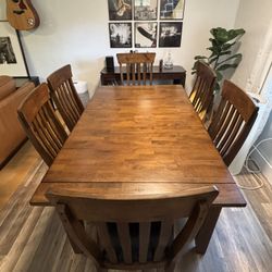 Solid Wood Extendable Dining Table (Seats 6) 