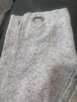 3 gray print curtain panels