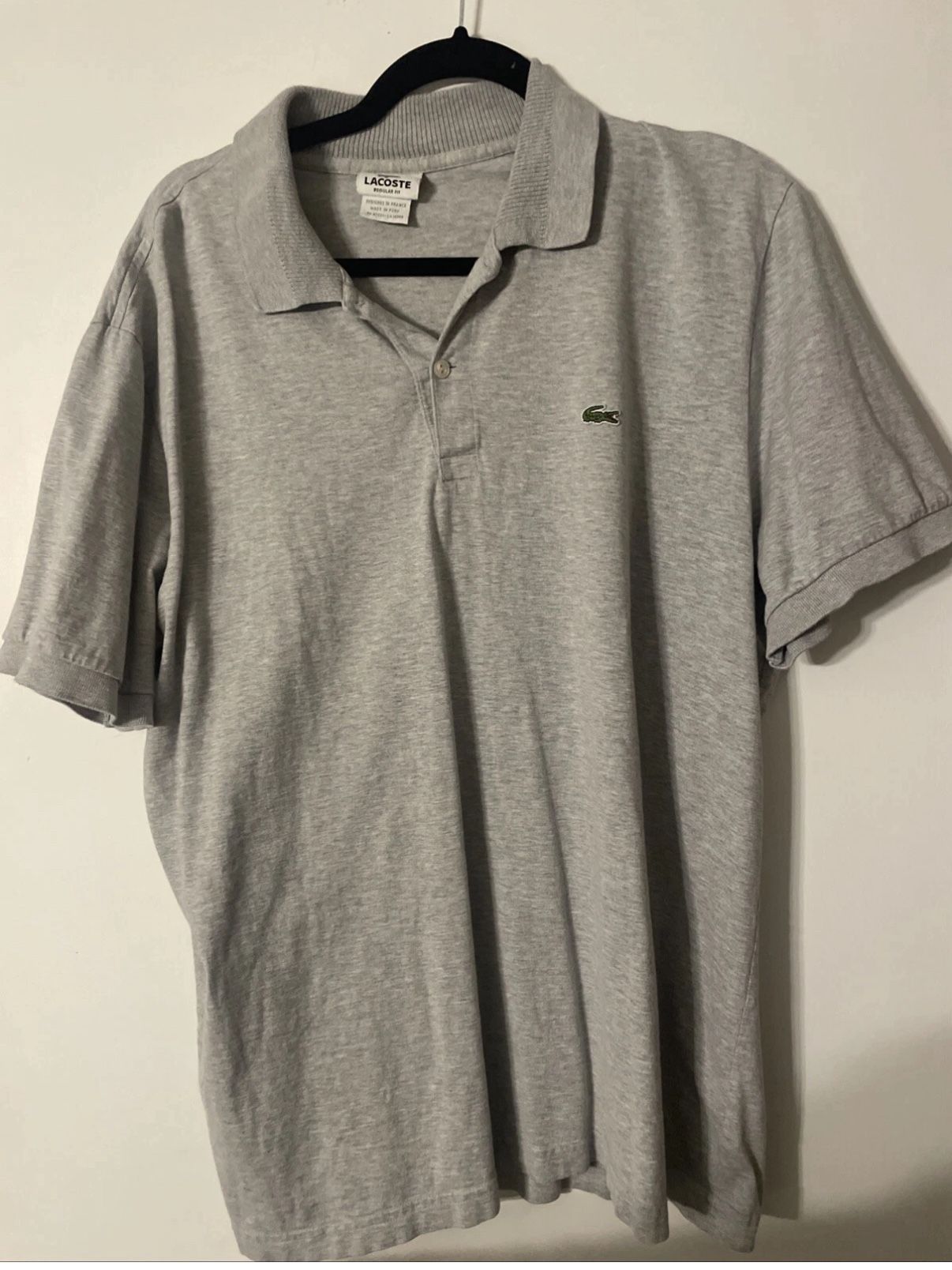 Lacoste Men's Grey Polo Shirt XXL Size 7 Pima Cotton Regular Fit Short Sleeve