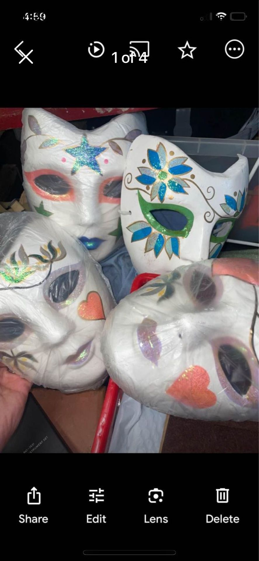 White Ceramic Decorative Mask Multicolor