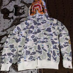 Bape White and Blue Space Camo Zip Up