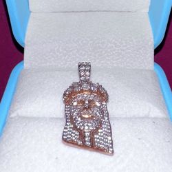 14K Solid Rose Gold Natural Diamond Bussdown Pendant 