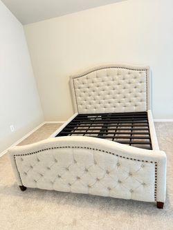 Queen Tufted upholstered low profile bed frame