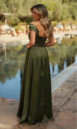 Olive One-Shoulder Draped High Slit Maxi Dress Set