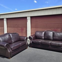 Leather Sofa and Loveseat Set