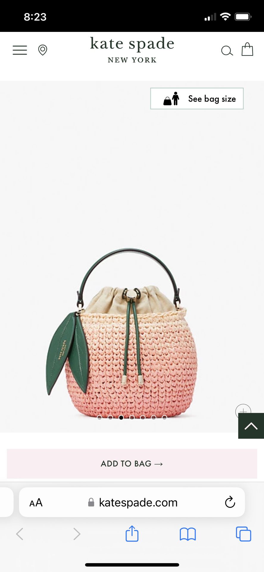 Kate Spade Bellini 3D Pink Peach Crossbody Purse Bag Woven
