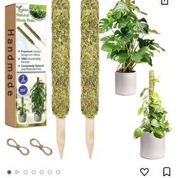 Moss Pole,Moss Pole for Plants Monstera,2 Pack Extending to 27inch Natural Forest Moss Poles for Climbing Plants,Plant Poles for Potted Plants Indoor,