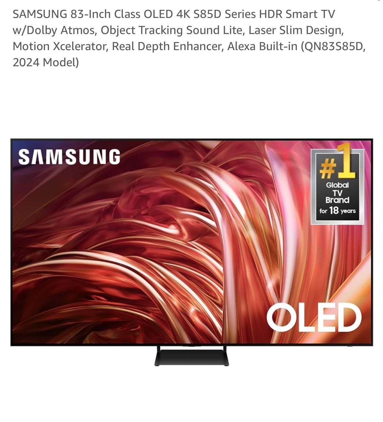 Brand new in box SAMSUNG 83-Inch Class OLED 4K S85D Series HDR Smart TV w/Dolby Atmos, Object Tracking Sound Lite, Laser Slim Design, Motion Xcelerato