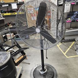 industrial-style pedestal air circulator fan