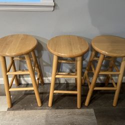 3 Wooden Kitchen Stools