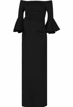 Maternity black trumpet sleeve dress