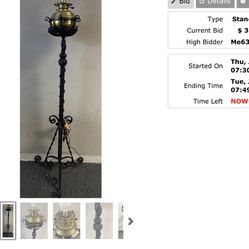 Large Vintage Cast Iron Floor Lamp