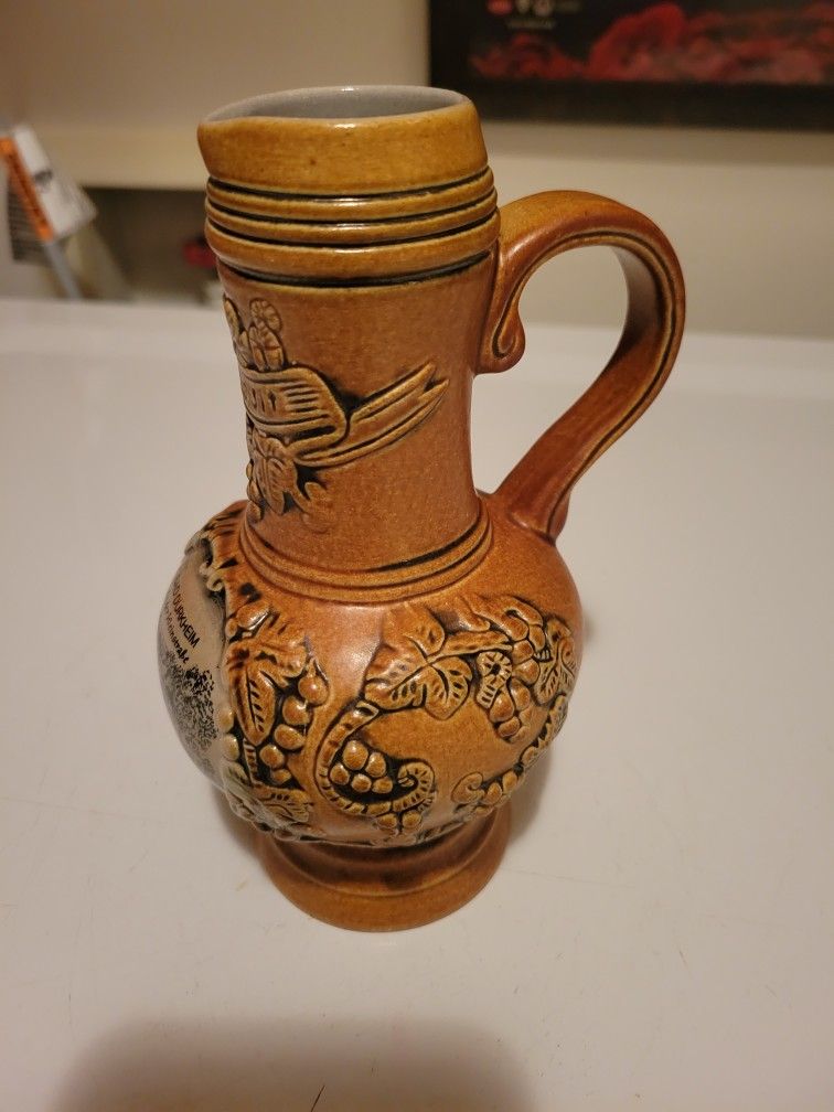 Breathtaking Vintage West German Stoneware Wine Carafe.