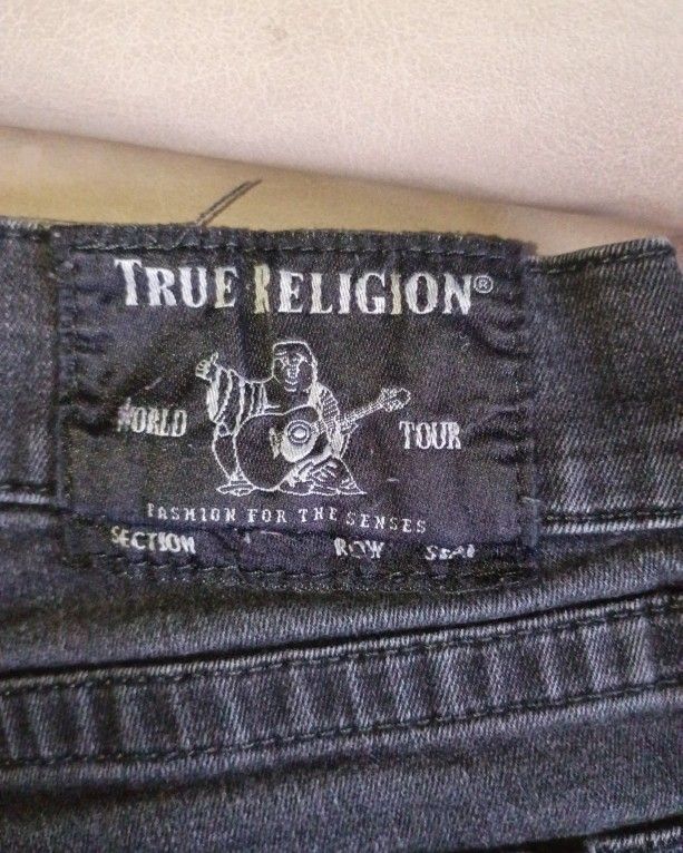 True Religion Geno No Flap Men's Size 34 Waist Slightly Used Black Jeans