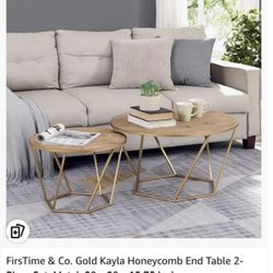FirsTime & Co. Gold Kayla Honeycomb End Table 2-Piece Set